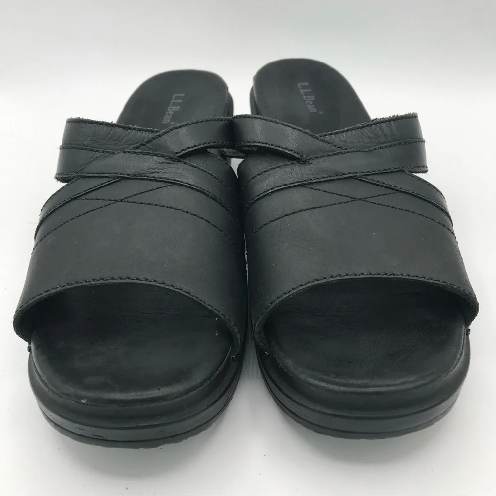 L.L. Bean Women’s Black Slip On Wedge Slide Sandals US Size 9 EU 40 - Picture 2 of 12